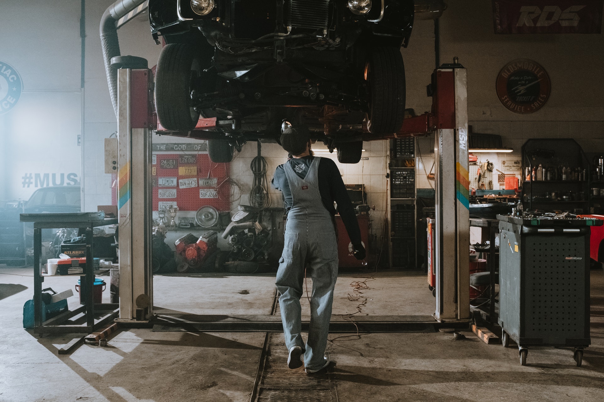 car mechanic working on a car